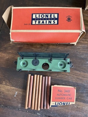 Vintage Lionel 3461 Automatic Lumber Car w/ Original Box & 8 Logs O Gauge 