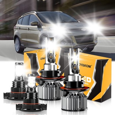 For Ford Escape 2008 2009 4Pcs LED Headlight Combo + Fog Light Bulb 6500K White