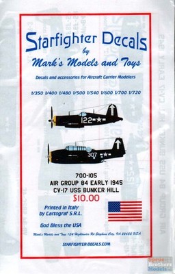 SFD700105 1:700 Starfighter Decals - Air Group 84 Early 1945 CV-17 USS Bunker