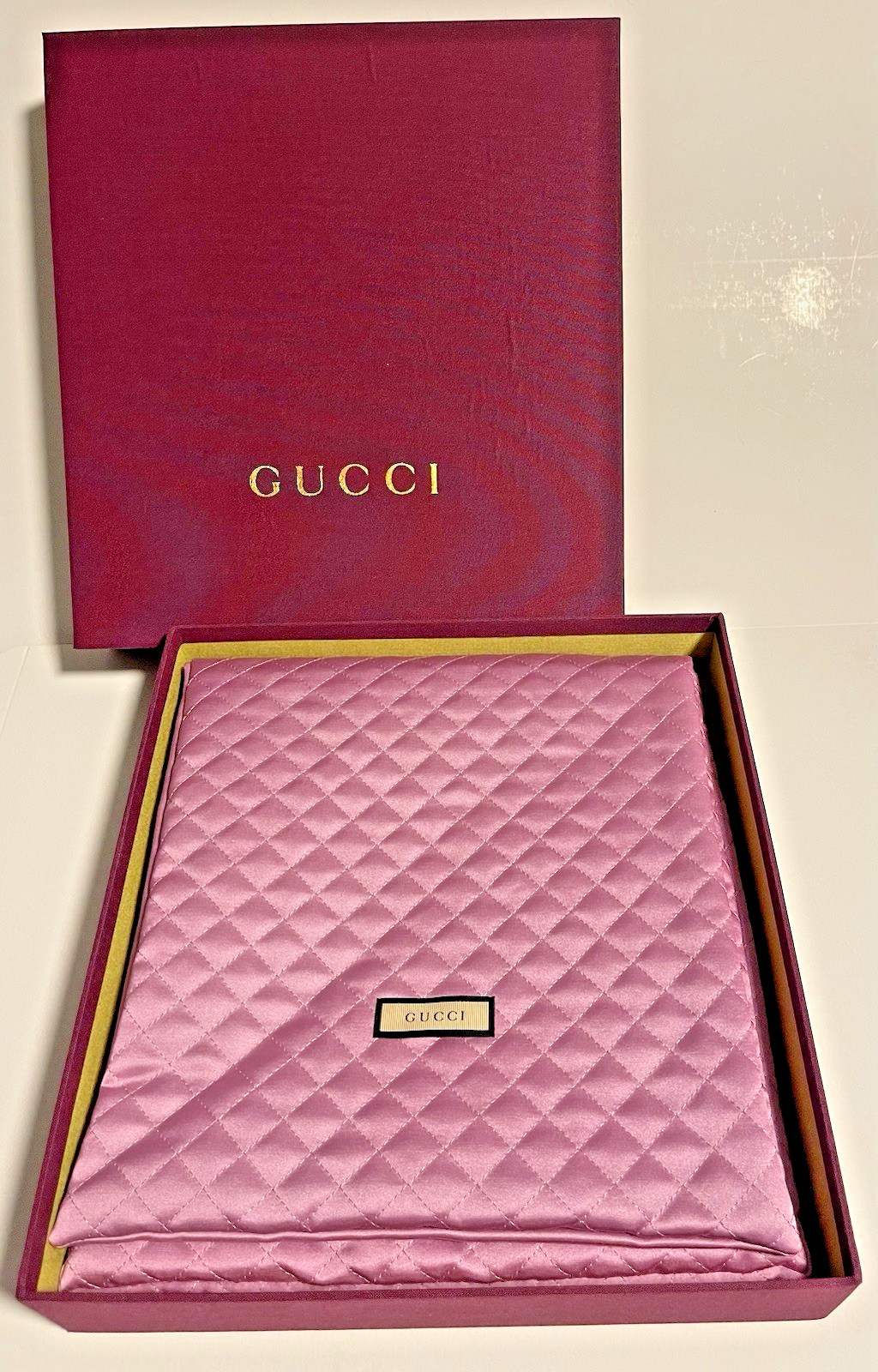 GUCCI - Burgundy X-Large 12 x 11.5  Jewelry Box with Satin Quilted Pouch - RARE!