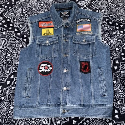 Men's Harley-Davidson Denim Vest Embroidered Bar and Shield Logo - large - Image 1 of 4