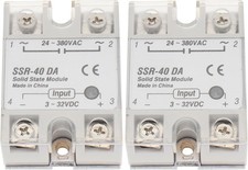 2Pcs SSR 40 DA 40A Solid State Relay, DC 3-32V to AC 24-380V Single Phase