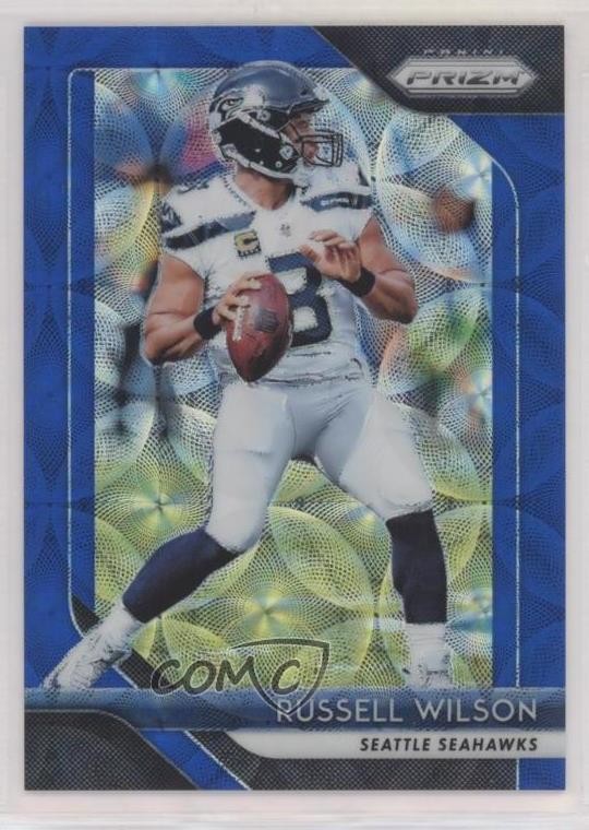 2018 Panini Prizm Blue Scope Prizm 10/99 Russell Wilson #19 fs9