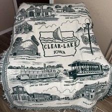 Clear Lake Iowa Throw Blanket Weave Historical Buildings Monuments 63”x48”