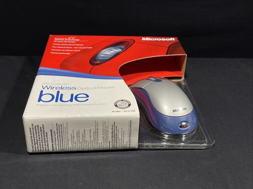 Microsoft Wireless Optical Scroll Mouse Blue Left or Right Hand K80-00004 - Image 4 of 4