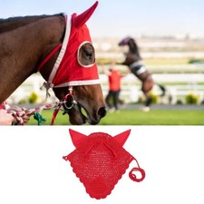 Horse Ear Bonnet Cotton Breathable Horse Fly Veil Ear Net Crochet Equestrian