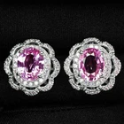 Classically Rose Pink Sapphire 6.25Ct 925 Sterling Silver White Gold Earrings