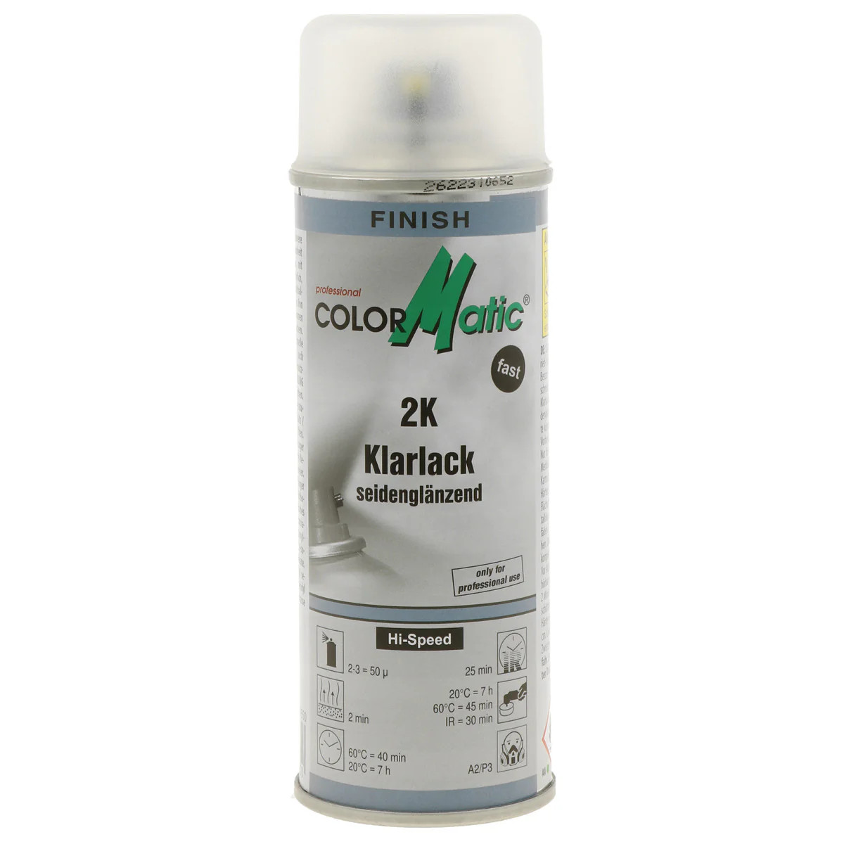 Vernis 2K incolore satiné séchage rapide ColorMatic aérosol 200mL peinture
