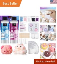 All-in-One 16oz Soft Silicone Squishy Maker Kit with Paw Molds Flocking Powder