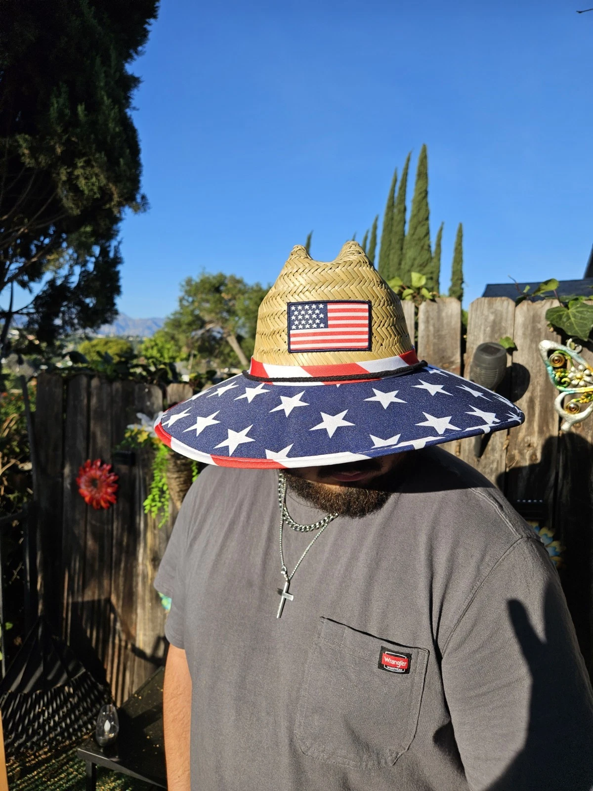 Wide Brim Straw Summer HAT American Flag Sombrero W/FREE SHIPPING!!!