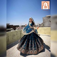 Blue Heavy Boutique Lehenga Choli Set with Thread Sequence Work