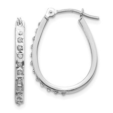 18mm 14k White Gold Diamond Fascination Oval Hinged Hoop Earrings DF148
