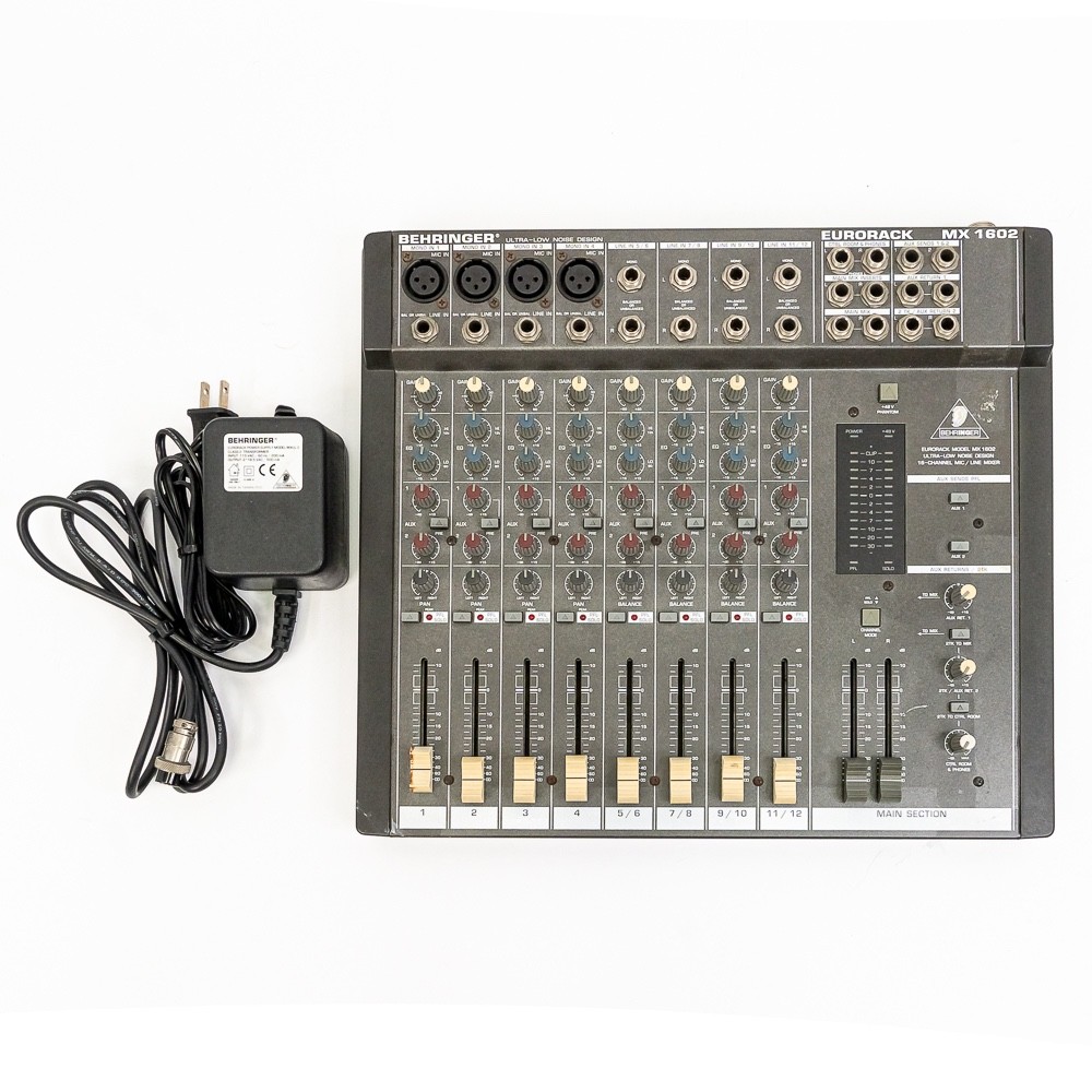Behringer MX1602 16-Input 2-Bus Analog Mixer w/ Power Supply Line