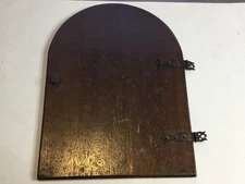 Antique Mantle Clock Back Door With Knob Handle, Latch And Decorative Hinges