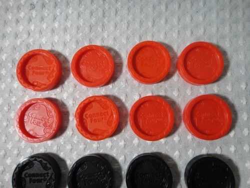 Connect 4 Four Replacement Pieces Checkers Lot 16 Red & Black Modern Type - Picture 2 of 5