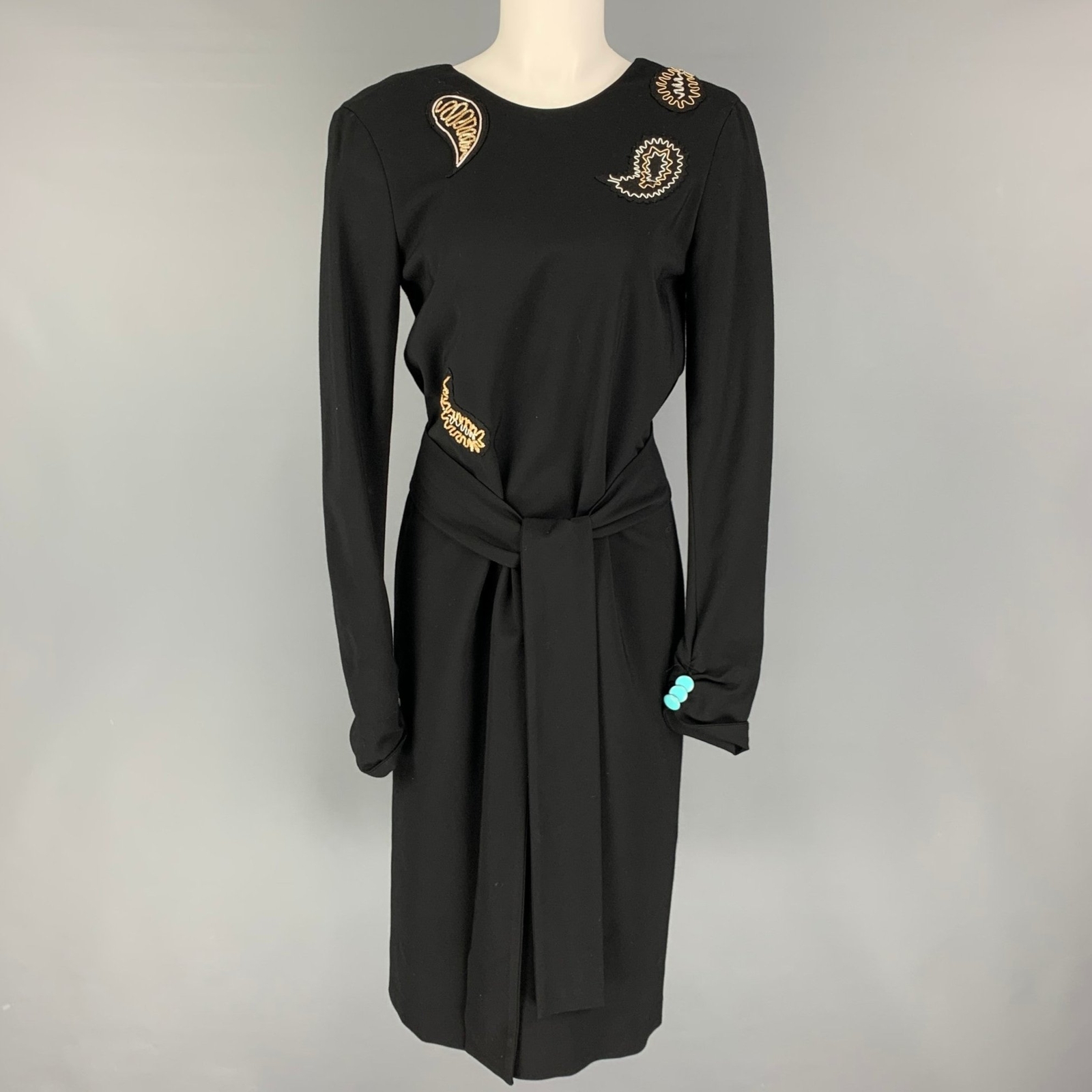 PAUL SMITH Talla 4 Negro Jersey Cuentas Espalda Abierta Vestido Largo