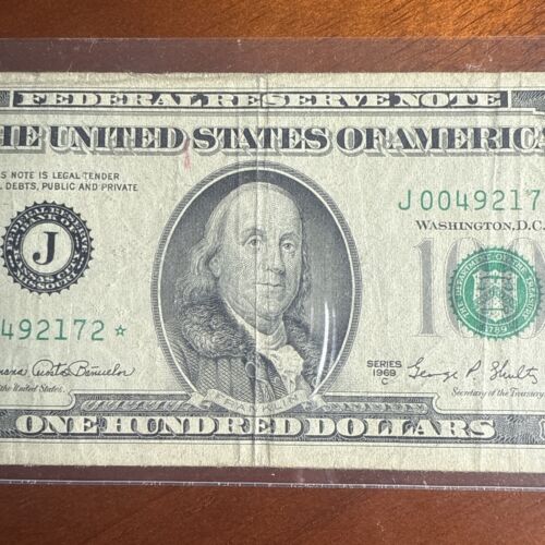 $100 Bill Star Notes! Rare! 1969 C - Good Condition! - Picture 3 of 7