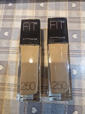 2 x SUN BEIGE MAYBELLINE FIT ME FOUNDATION No 250 - 30ml