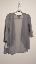 R M Richards Silver Grey Chiffon Draped Lightweight Formal Jacket - Size 10P