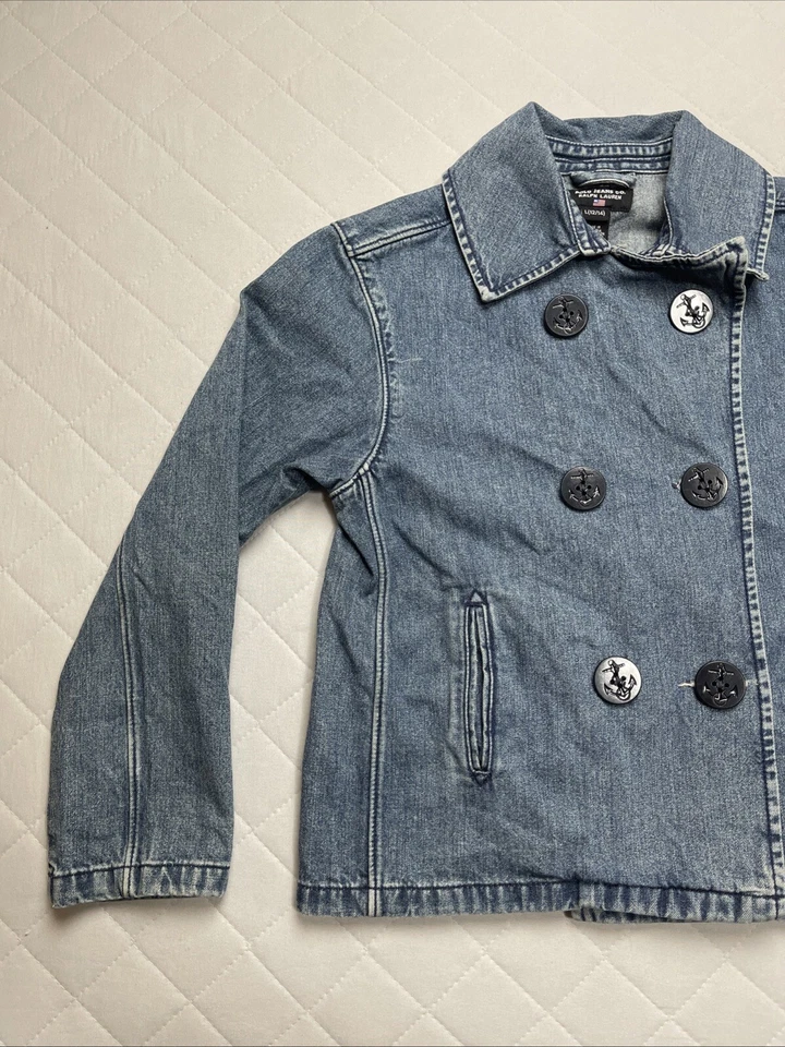 Vintage Polo Ralph Lauren Jacket Girls 12/14 Denim Button Front Nautical Sailing - Image 4 of 4