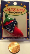 One Large Red Green Plastic Jalapeno Pepper Embellishment Almost 2" 49mm 9918
