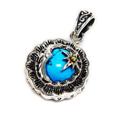 #ad EAGLE NORTHERN STAR TURQUOISE 925 STERLING SILVER BIKER GOTHIC PENDANT SA 080 $84.00