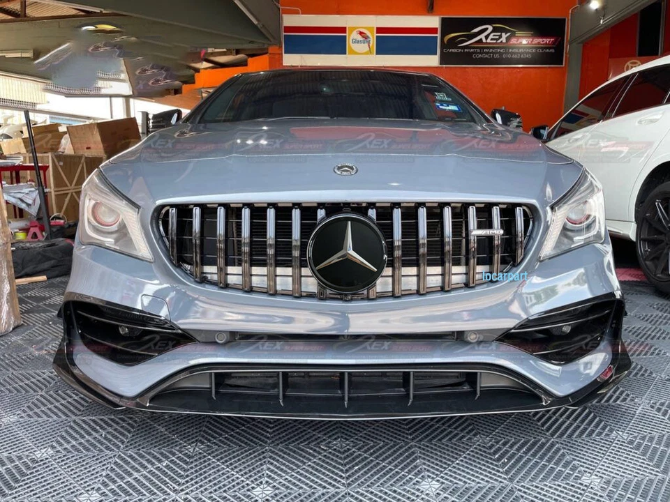 Parrilla para Mercedes Benz W117 CLA250 CLA45 2013-2019 con emblema y AMG negra Foto 4 de 4
