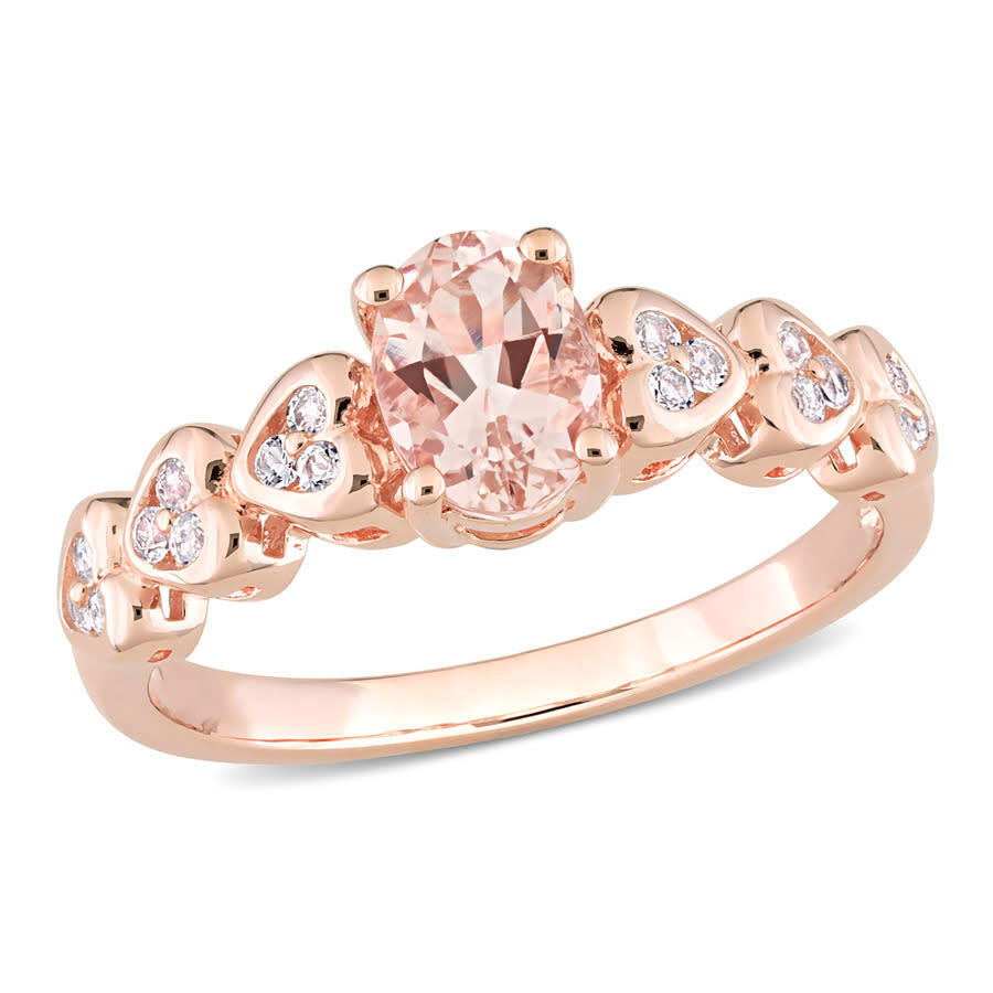 AMOUR 78 CT TGW Morganite - White Topaz Ring In Rose Gold Plated Sterling 23190₽