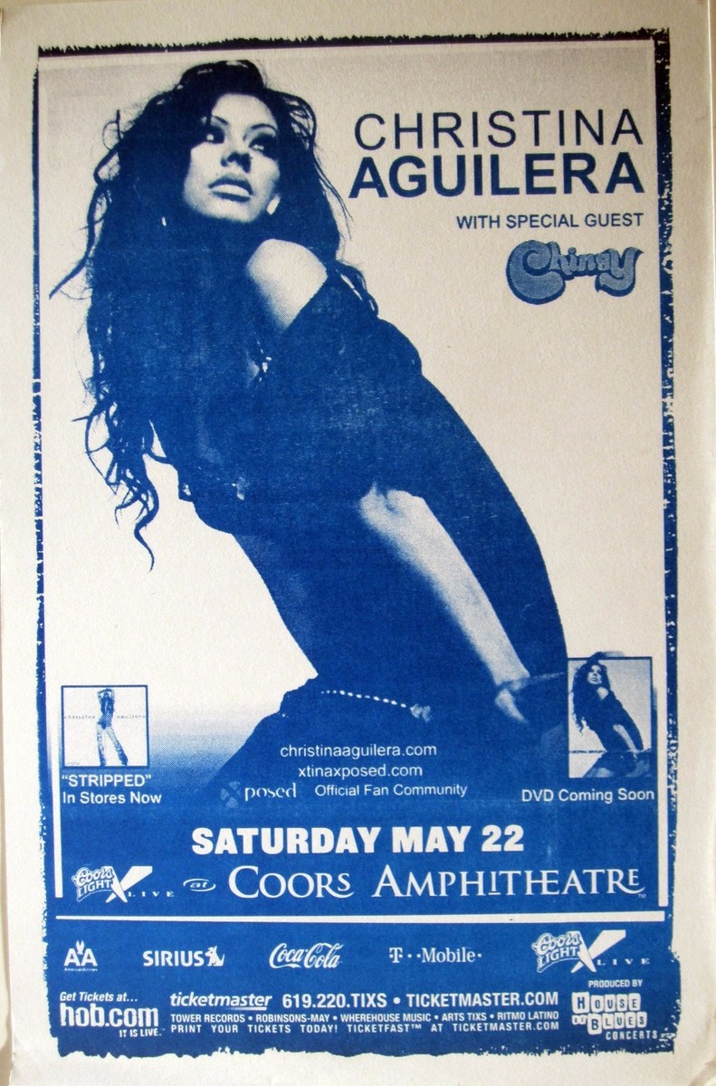 CHRISTINA AGUILERA 2002 SAN DIEGO CONCERT TOUR POSTER