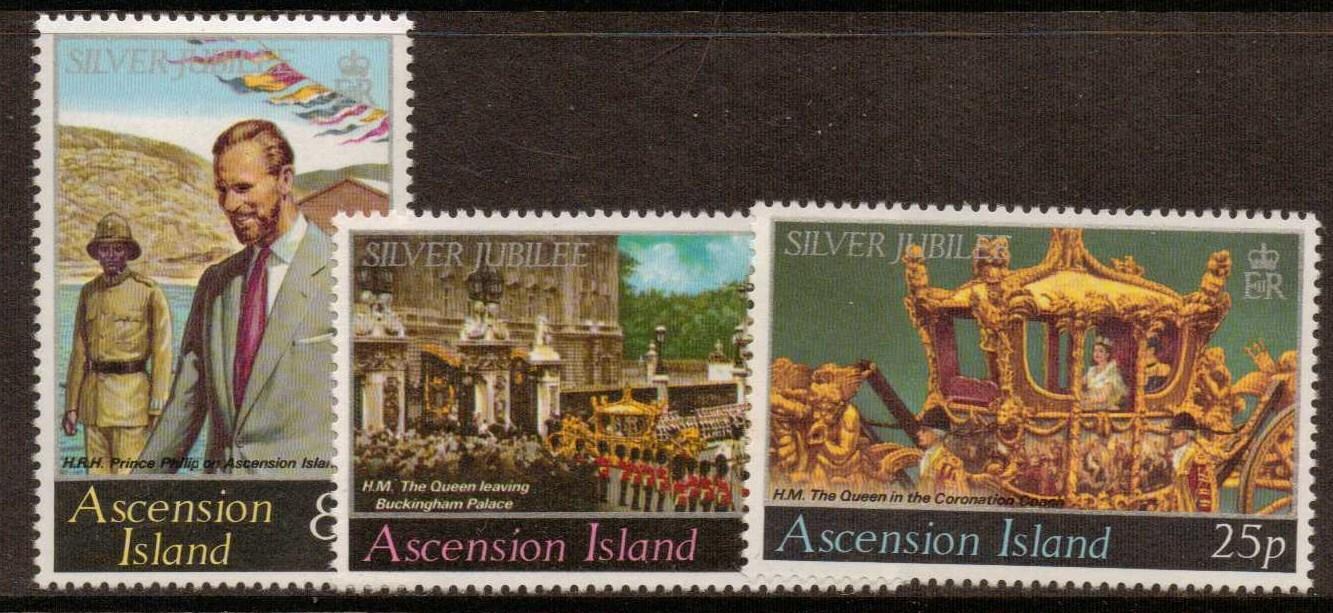 ASCENSION SG222/4 1977 SILVER JUBILEE MNH