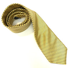 Hart Schaffner Marx Mens Necktie Yellow Blue Geometric 100% Silk Tie Made in USA