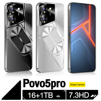 New Android Povo5 Pro 16GB+1TB Dual SIM Octa Core Unlocked 4G Smartphone