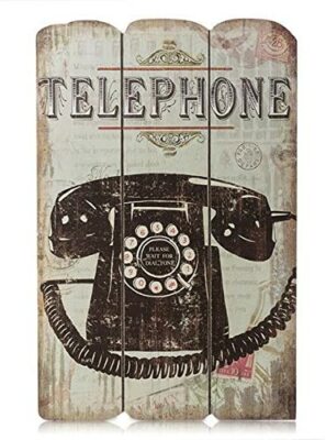 Vintage Stil Retro Holz Wandschild Telephone-Typewriter Heim, Hotel, Verbindung