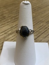 Wheeler Mfg. Vintage 925 Sterling Designer Signed Black Stone Ring Sz 6.5