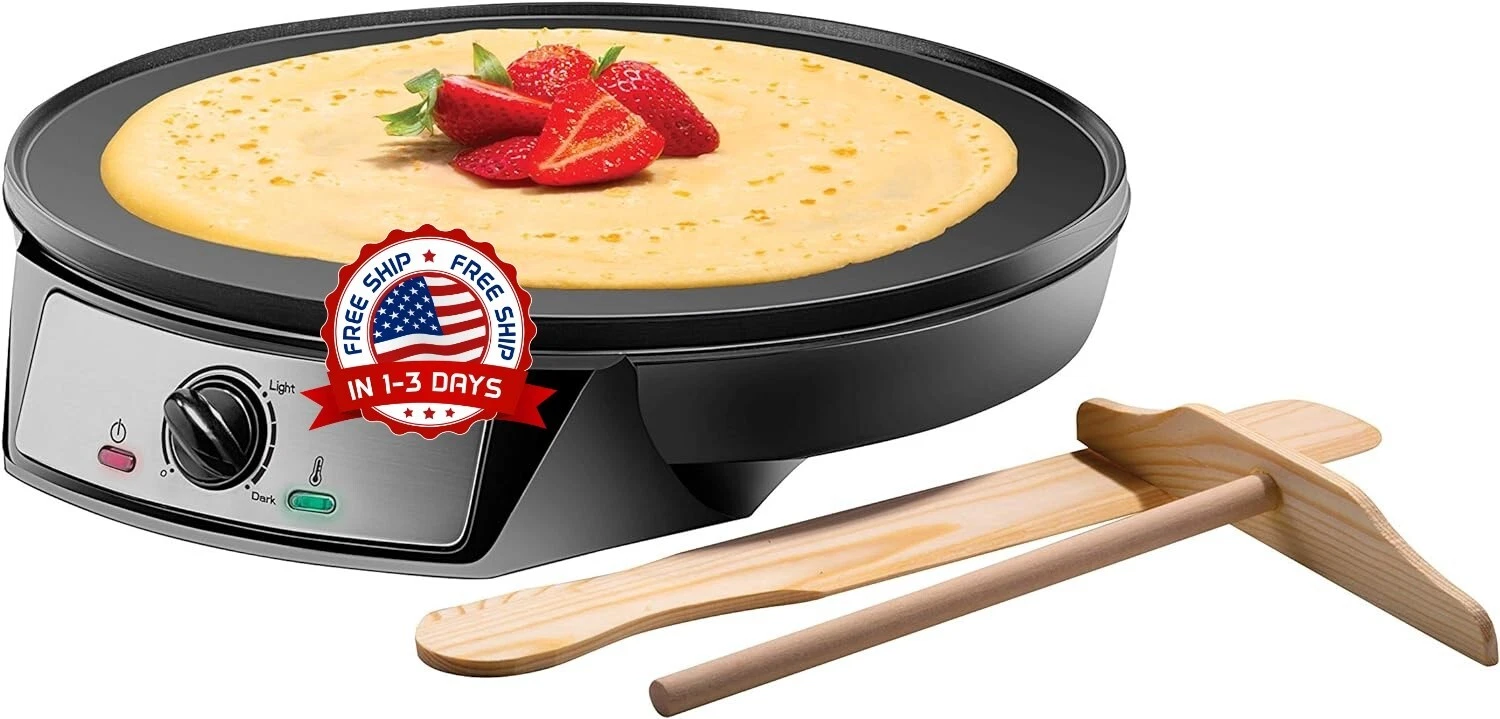 Crepera Profesional Con Placa Antiadherente Para Panquecas Tortillas Huevos NEW