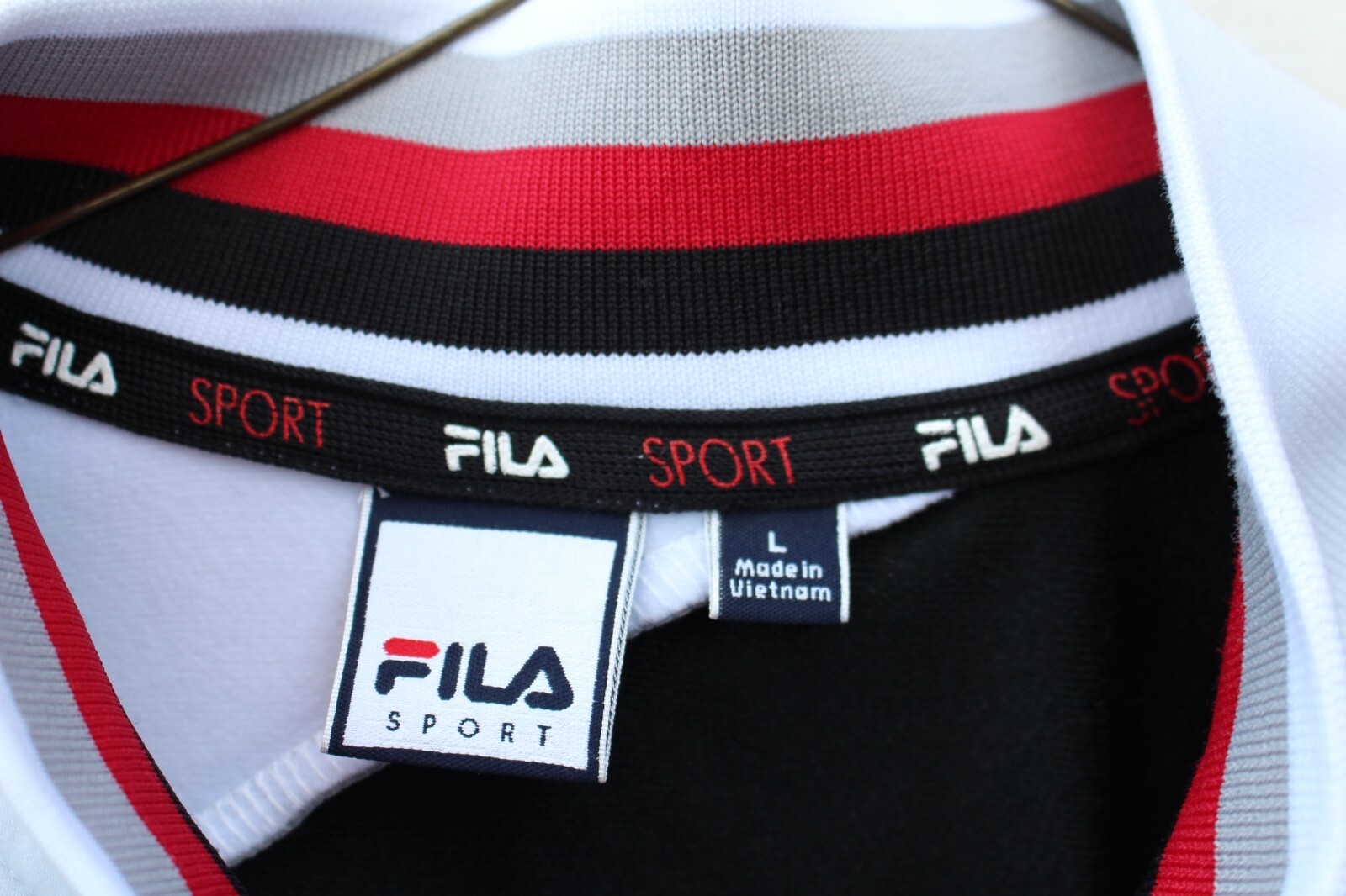 Giacca Fila Sport Full Zip Italia Uomo Grande Pista Calcio Bianco Nero e Rosso