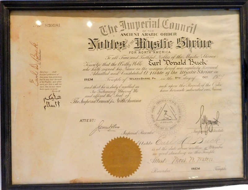 Imperial Council Ancient Arabic Order Nobles Mystic Shrine Certificate Framed