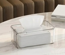 Square Clear Acrylic Tissue Box, Box Covers Rectangular, Bathroom Facial Napkin