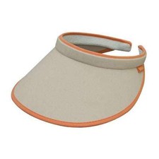Brushed Cotton Clip-on Sun Visor with Contrast Trim - Khaki with Orange Trim