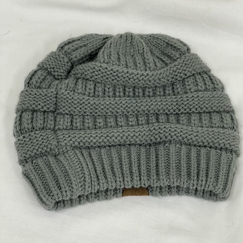 CC Beanie Women's Knit Slouchy Thick Cap Hat Unisex Solid Gray C.C Beanie - Picture 2 of 4