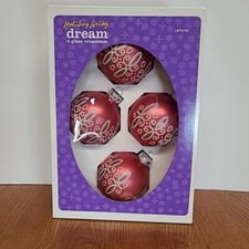Holiday Living Dream Ornament Set Of 4 Pink Christmas By Krebs Made In USA