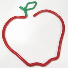 Red Apple Shaped Dinner Bell Chime Green Stem Leaf Metal