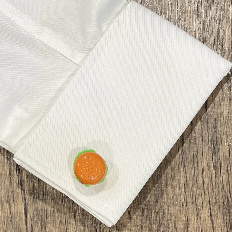 Gemelos de hamburguesa de lujo para hombres cumpleaños boda regalo hamburguesa comida gemelos en caja Foto 2 de 4