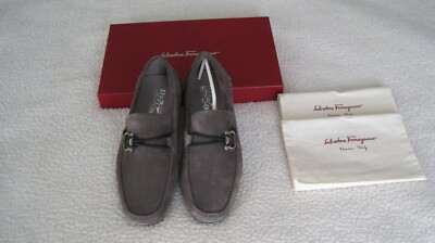 Salvatore Ferragamo スエード ローファー　〈821-4〉 NEW SALVATORE FERRAGAMO FRONT 4 Grey Suede Leather Men