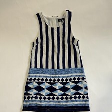 Lulus Shift Dress Womens S Blue White Vertical Stripes nautical casual coastal