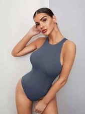 Women's Basic Tank Bodysuit Nylon Sleeveless Scoop Neck Stretch Top