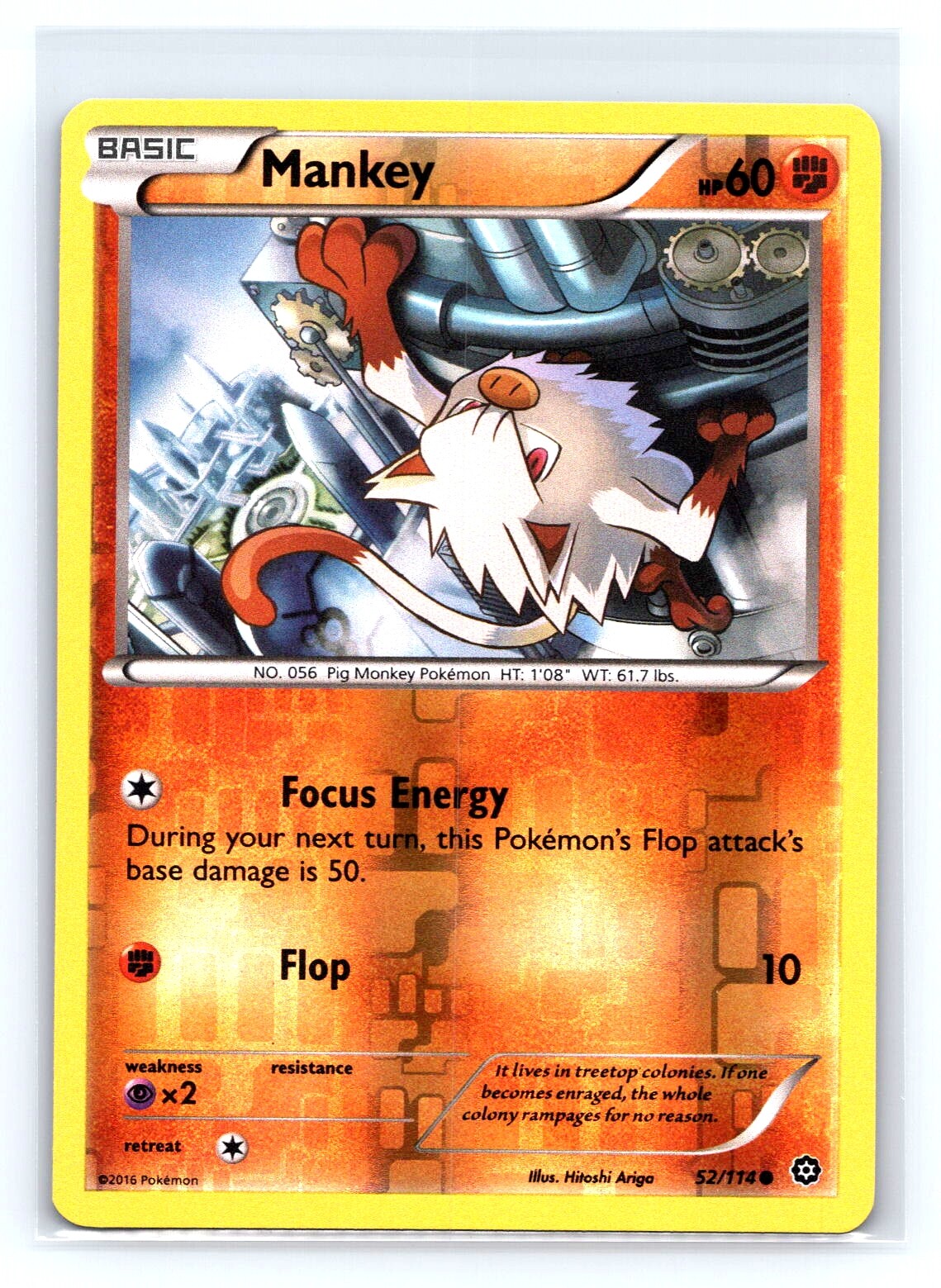 Pokemon XY - Steam Siege #52/114 Mankey Common Reverse Holo tcg