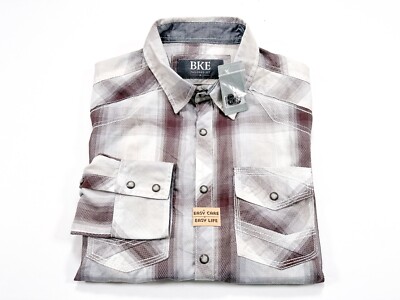 Buckle BKE Pearl Snap Shirt Men's M Tailored Fit Plaid Long Sleeve NEW NWT