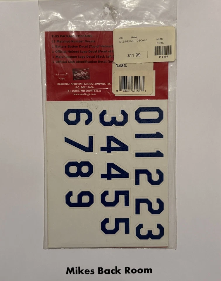 Vintage KANSAS CITY ROYALS RAWLINGS Batting Helmet DECAL KIT NEW Old Stock NIB - Image 2 of 3