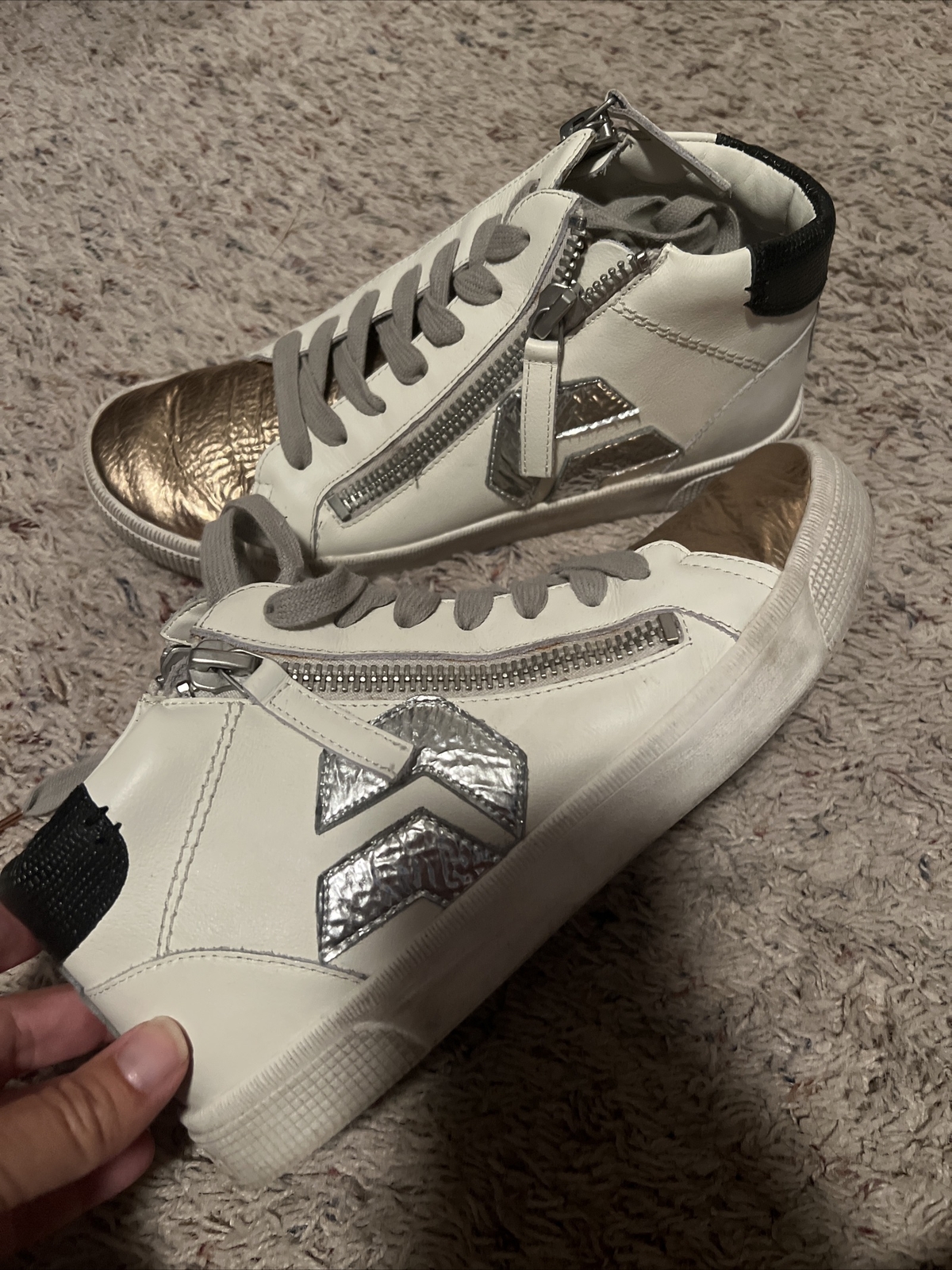 Dolce Vita Zonya Hi-top Sneakers With Zippers Copper Metallic/White